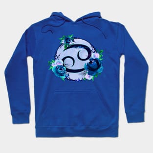 Cancer Zodiac Horoscope Blue Floral Monogram Hoodie